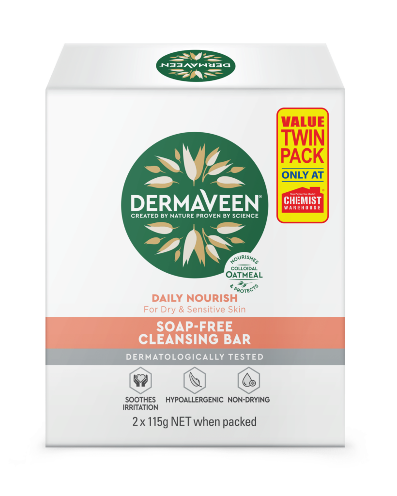 DERMAVEEN DAILY NOURISH SOAP-FREE CLEANSING BAR 2 x 115g